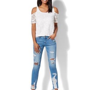 Destroyed Ankle Legging - Heartbreaker Blue Wash